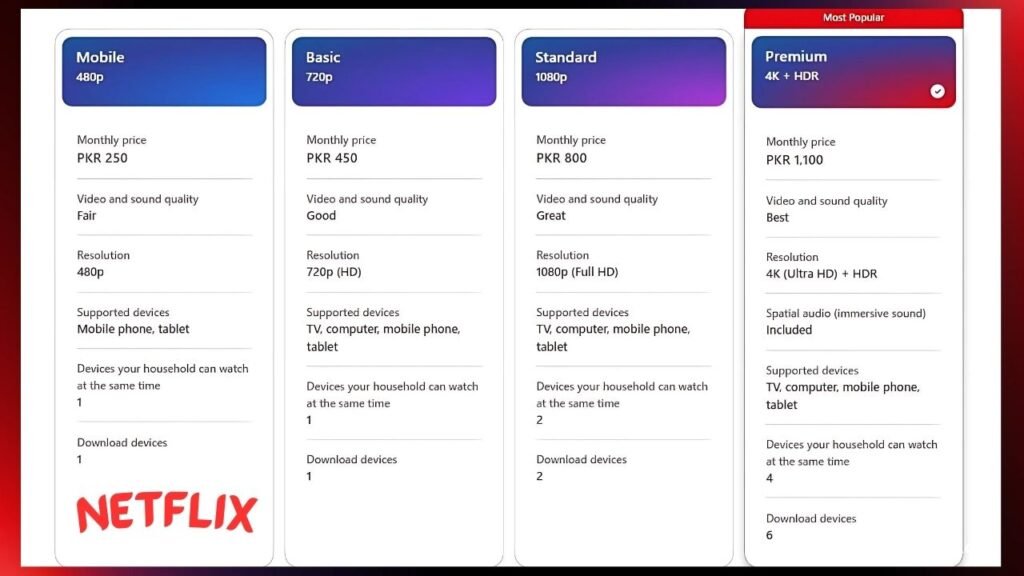 Netflix Packages in Pakistan 2025